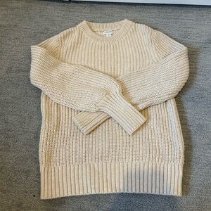 J.Crew Cotton Rib Knit Crewneck Sweater in Natural / Light Beige XS